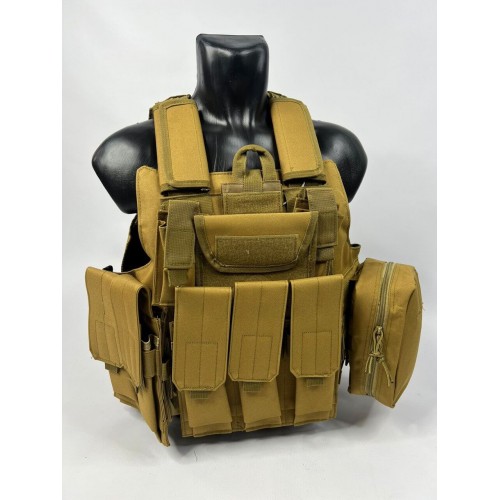 Тактический разгрузочный жилет «5 / пять карманов» с подсумками Tactical Molle Plate Carrier для съемных бронепластин в Оренбурге